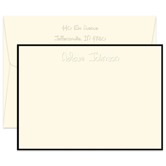 Anthony Flat Note Cards with Border Color of Your Choice - Embossed